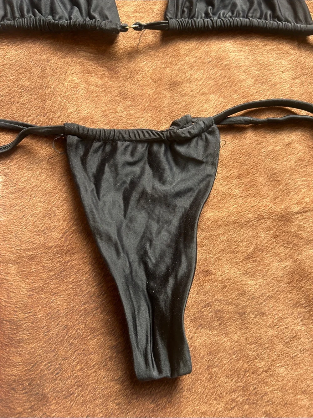 Frankie's Bikinis Black Strappy Triangle Bikini Top